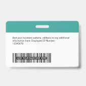 Aangepaste werknemer - Foto, streepjescode, Logo,  Badge (Achterkant)