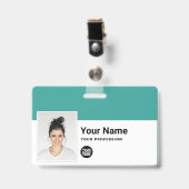 Aangepaste werknemer - Foto, streepjescode, Logo,  Badge (Voorzijde met clip)
