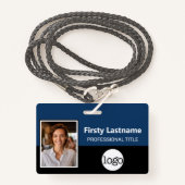 Aangepaste werknemer - Foto, streepjescode, Logo, Badge (Voorkant met draagriem)