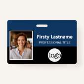 Aangepaste werknemer - Foto, streepjescode, Logo, Badge (Voorkant)