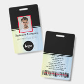 Aangepaste werknemer - Foto, streepjescode, Logo,  Badge (Voor- en achterkant)