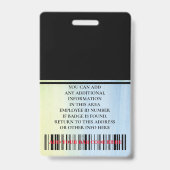 Aangepaste werknemer - Foto, streepjescode, Logo,  Badge (Achterkant)