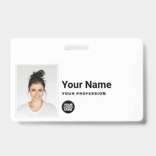 Aangepaste Werknemer - Foto, Streepjescode, Logo,  Badge (Voorzijde)