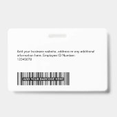 Aangepaste Werknemer - Foto, Streepjescode, Logo,  Badge (Achterkant)