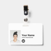 Aangepaste Werknemer - Foto, Streepjescode, Logo,  Badge (Voorzijde met clip)
