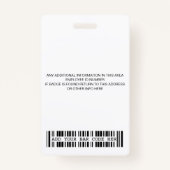 Aangepaste werknemer - Foto, streepjescode, Logo,  Badge (Achterkant)