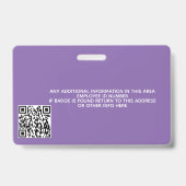 Aangepaste werknemer - Foto, streepjescode, Logo,  Badge (Achterkant)