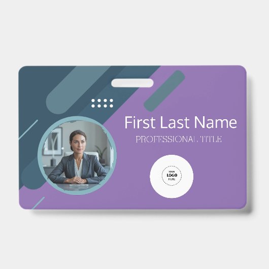 Aangepaste werknemer - Foto, streepjescode, Logo,  Badge (Voorzijde)