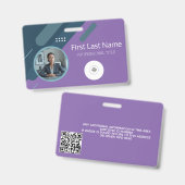 Aangepaste werknemer - Foto, streepjescode, Logo,  Badge (Voor- en achterkant)