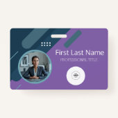 Aangepaste werknemer - Foto, streepjescode, Logo, Badge (Voorkant)