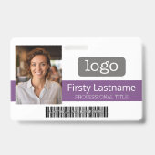 Aangepaste werknemer - foto, streepjescode, logo, badge (Voorzijde)