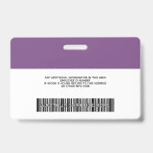 Aangepaste werknemer - foto, streepjescode, logo, badge (Achterkant)