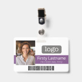 Aangepaste werknemer - foto, streepjescode, logo, badge (Voorzijde met clip)
