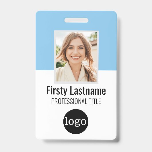 Aangepaste werknemer - Foto, streepjescode, Logo,  Badge (Voorkant)