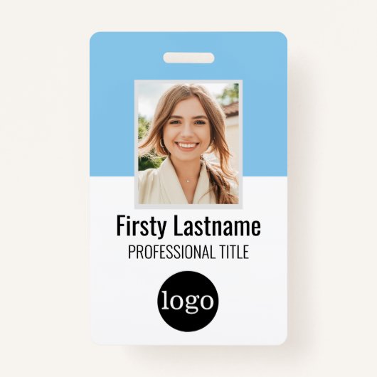 Aangepaste werknemer - Foto, streepjescode, Logo,  Badge (Voorkant)