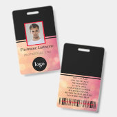 Aangepaste werknemer - Foto, streepjescode, Logo,  Badge (Voor- en achterkant)