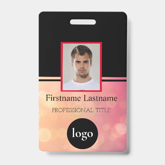 Aangepaste werknemer - Foto, streepjescode, Logo,  Badge (Voorzijde)