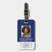 Aangepaste werknemer - Foto, streepjescode, Logo, Bagagelabel (Voorkant verticaal)