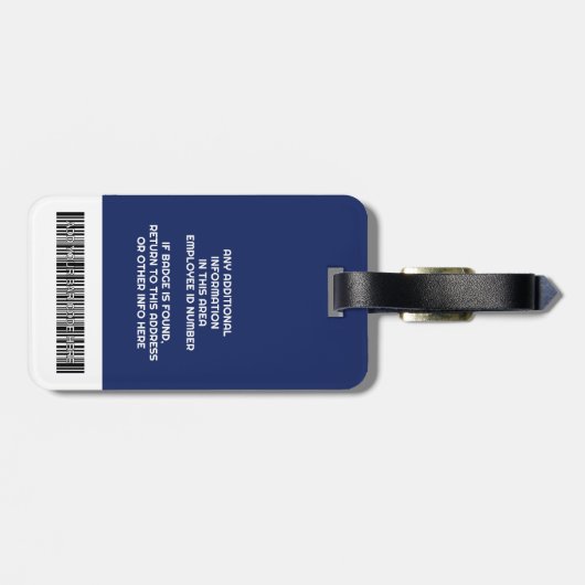 Aangepaste werknemer - Foto, streepjescode, Logo,  Bagagelabel (Achterkant horizontaal)