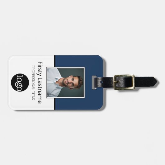 Aangepaste werknemer - Foto, streepjescode, Logo,  Bagagelabel (Voorkant horizontaal)