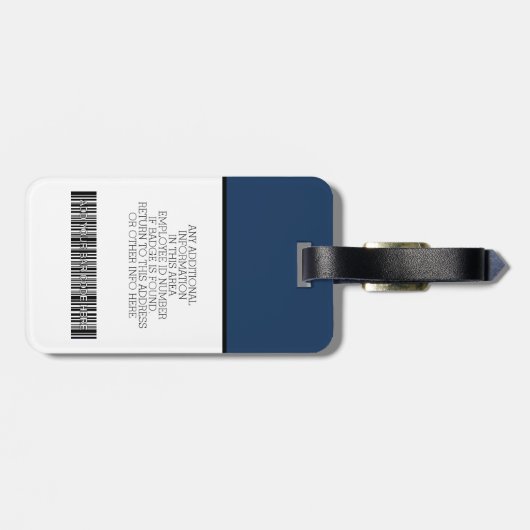 Aangepaste werknemer - Foto, streepjescode, Logo,  Bagagelabel (Achterkant horizontaal)