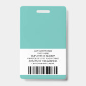 Aangepaste werknemer, foto, streepjescode, Logo, n Badge (Achterkant)