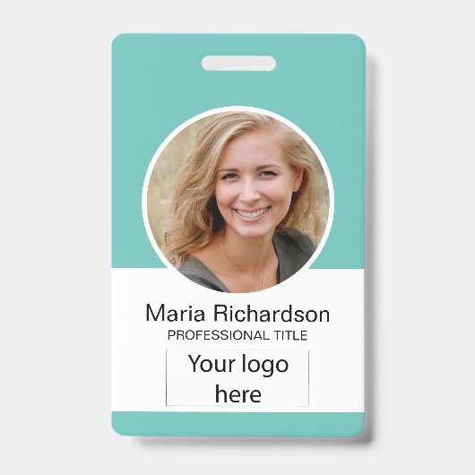 Aangepaste werknemer, foto, streepjescode, Logo, n Badge (Voorzijde)