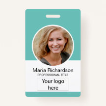 Aangepaste werknemer, foto, streepjescode, Logo, n