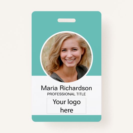 Aangepaste werknemer, foto, streepjescode, Logo, n Badge (Voorkant)