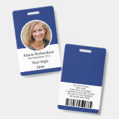 Aangepaste werknemer, foto, streepjescode, Logo, n Badge (Voor- en achterkant)