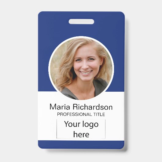 Aangepaste werknemer, foto, streepjescode, Logo, n Badge (Voorzijde)