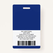 Aangepaste werknemer, foto, streepjescode, Logo, n Badge (Achterkant)