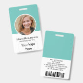 Aangepaste werknemer, foto, streepjescode, Logo, n Badge (Voor- en achterkant)