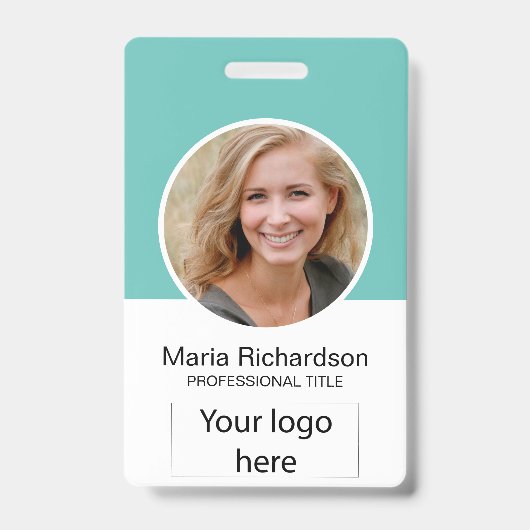 Aangepaste werknemer, foto, streepjescode, Logo, n Badge (Voorzijde)