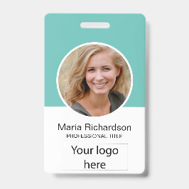 Aangepaste werknemer, foto, streepjescode, Logo, n Badge