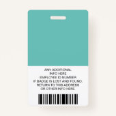 Aangepaste werknemer, foto, streepjescode, Logo, n Badge (Achterkant)