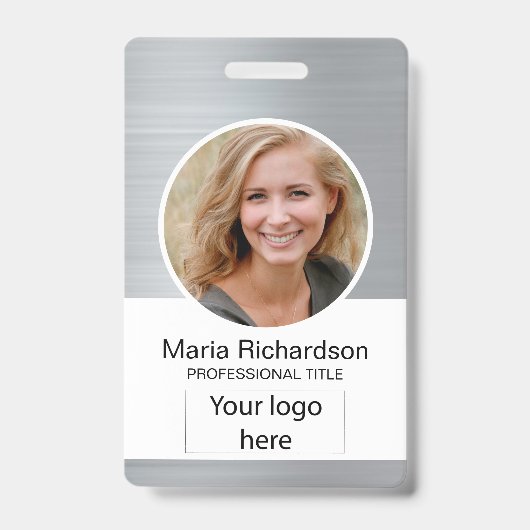 Aangepaste werknemer, foto, streepjescode, Logo, n Badge (Voorzijde)