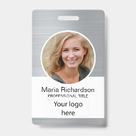 Aangepaste werknemer, foto, streepjescode, Logo, n Badge