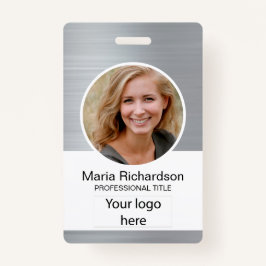 Aangepaste werknemer, foto, streepjescode, Logo, n Badge