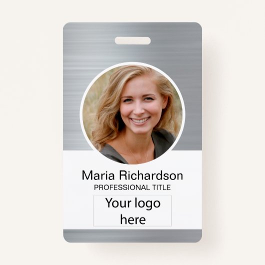 Aangepaste werknemer, foto, streepjescode, Logo, n Badge (Voorkant)