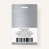 Aangepaste werknemer, foto, streepjescode, Logo, n Badge (Achterkant)