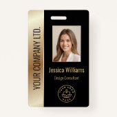 Aangepaste werknemer foto, streepjescode, Logo, na Badge (Voorkant)