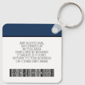 Aangepaste werknemer - Foto, streepjescode, Logo,  Sleutelhanger (Achterkant)