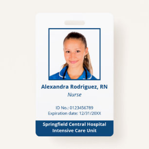 Aangepaste werknemer Foto White Blue Medical ID Badge