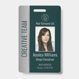 Aangepaste Werknemer Fotobalk Code Logo Naam Groen Badge