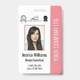 Aangepaste werknemer Fotocertificatie roze ID Badge