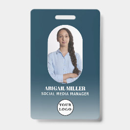 Aangepaste werknemer Fotogradiënt blauwe kaart Badge