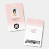 Aangepaste werknemer Fotogradiënt Cute Blush Pink Badge (Voor- en achterkant)