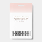 Aangepaste werknemer Fotogradiënt Cute Blush Pink Badge (Achterkant)
