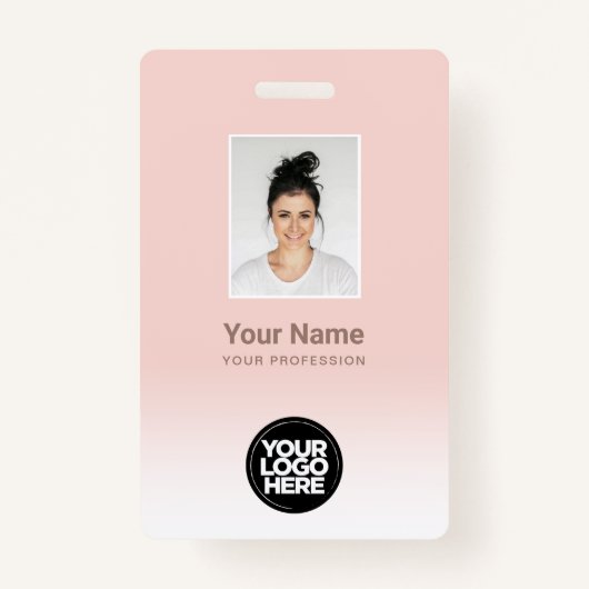 Aangepaste werknemer Fotogradiënt Cute Blush Pink Badge (Voorkant)